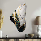 Abstract Geode Gold And Green Marble III - Asymmetric Metal Wall Art