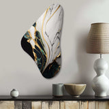 Abstract Geode Gold And Green Marble III - Asymmetric Metal Wall Art