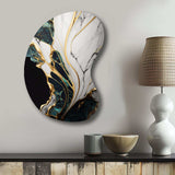 Abstract Geode Gold And Green Marble III - Asymmetric Metal Wall Art