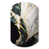 Abstract Geode Gold And Green Marble III - Asymmetric Metal Wall Art