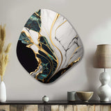 Abstract Geode Gold And Green Marble III - Asymmetric Metal Wall Art