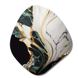 Abstract Geode Gold And Green Marble III - Asymmetric Metal Wall Art