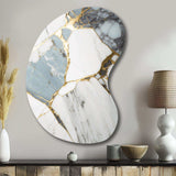 Abstract Geode Gold And White Marble I - Asymmetric Metal Wall Art