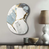 Abstract Geode Gold And White Marble I - Asymmetric Metal Wall Art