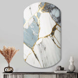 Abstract Geode Gold And White Marble I - Asymmetric Metal Wall Art