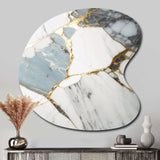 Abstract Geode Gold And White Marble I - Asymmetric Metal Wall Art