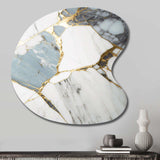 Abstract Geode Gold And White Marble I - Asymmetric Metal Wall Art