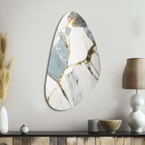 Abstract Geode Gold And White Marble I - Asymmetric Metal Wall Art