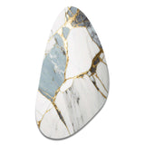 Abstract Geode Gold And White Marble I - Asymmetric Metal Wall Art