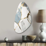 Abstract Geode Gold And White Marble I - Asymmetric Metal Wall Art