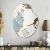 Abstract Geode Gold And White Marble I - Asymmetric Metal Wall Art