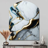 Abstract Geode Gold And White Marble II - Asymmetric Metal Wall Art