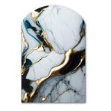 Abstract Geode Gold And White Marble II - Asymmetric Metal Wall Art