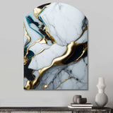 Abstract Geode Gold And White Marble II - Asymmetric Metal Wall Art