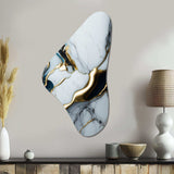 Abstract Geode Gold And White Marble II - Asymmetric Metal Wall Art