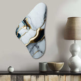 Abstract Geode Gold And White Marble II - Asymmetric Metal Wall Art