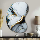 Abstract Geode Gold And White Marble II - Asymmetric Metal Wall Art