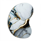 Abstract Geode Gold And White Marble II - Asymmetric Metal Wall Art