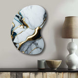 Abstract Geode Gold And White Marble II - Asymmetric Metal Wall Art