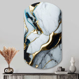 Abstract Geode Gold And White Marble II - Asymmetric Metal Wall Art