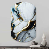 Abstract Geode Gold And White Marble II - Asymmetric Metal Wall Art