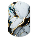 Abstract Geode Gold And White Marble II - Asymmetric Metal Wall Art