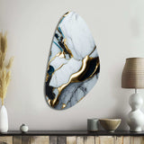 Abstract Geode Gold And White Marble II - Asymmetric Metal Wall Art