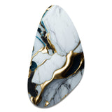 Abstract Geode Gold And White Marble II - Asymmetric Metal Wall Art