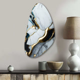 Abstract Geode Gold And White Marble II - Asymmetric Metal Wall Art