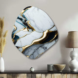 Abstract Geode Gold And White Marble II - Asymmetric Metal Wall Art