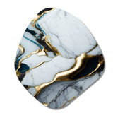 Abstract Geode Gold And White Marble II - Asymmetric Metal Wall Art