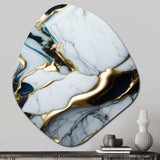 Abstract Geode Gold And White Marble II - Asymmetric Metal Wall Art