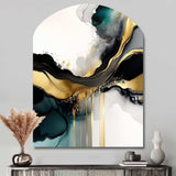 Abstract Geode Marble White And Gold V - Asymmetric Metal Wall Art