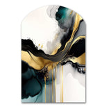 Abstract Geode Marble White And Gold V - Asymmetric Metal Wall Art