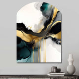 Abstract Geode Marble White And Gold V - Asymmetric Metal Wall Art