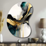 Abstract Geode Marble White And Gold V - Asymmetric Metal Wall Art