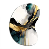 Abstract Geode Marble White And Gold V - Asymmetric Metal Wall Art