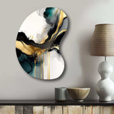 Abstract Geode Marble White And Gold V - Asymmetric Metal Wall Art