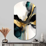 Abstract Geode Marble White And Gold V - Asymmetric Metal Wall Art