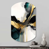 Abstract Geode Marble White And Gold V - Asymmetric Metal Wall Art