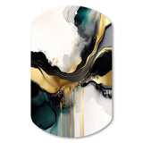 Abstract Geode Marble White And Gold V - Asymmetric Metal Wall Art