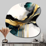 Abstract Geode Marble White And Gold V - Asymmetric Metal Wall Art