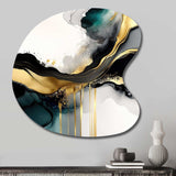 Abstract Geode Marble White And Gold V - Asymmetric Metal Wall Art