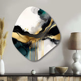 Abstract Geode Marble White And Gold V - Asymmetric Metal Wall Art