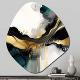 Abstract Geode Marble White And Gold V - Asymmetric Metal Wall Art