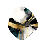 Abstract Geode Marble White And Gold V - Asymmetric Metal Wall Art