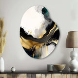 Abstract Geode Marble White And Gold V - Asymmetric Metal Wall Art