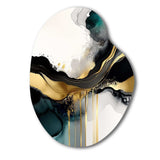 Abstract Geode Marble White And Gold V - Asymmetric Metal Wall Art