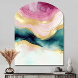 Abstract Geode Marble Waves Pink III - Asymmetric Metal Wall Art