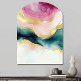 Abstract Geode Marble Waves Pink III - Asymmetric Metal Wall Art